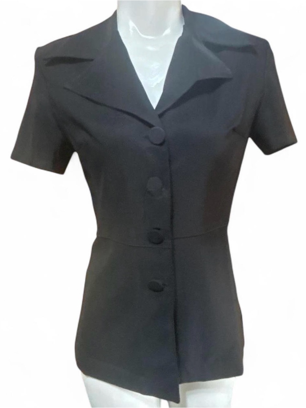 Vintage 90s Cosmos Collection USA Tailored Peplum Back Tie Top Blouse